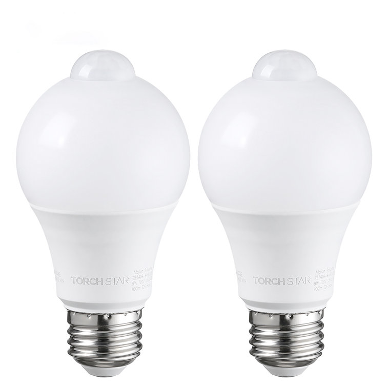 A19 Led Motion Sensor Light Bulbs, 60W Eqv. E26 Base, 6000K Pure White