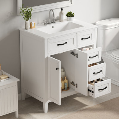 3 Drawers 30" Bathroom Vanity With Ceramic Sink