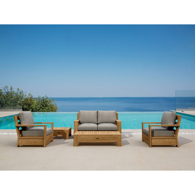 Madera Outdoor 13 - Piece Teak Conversation Set, Canvas Navy Sunbrella® Canvas