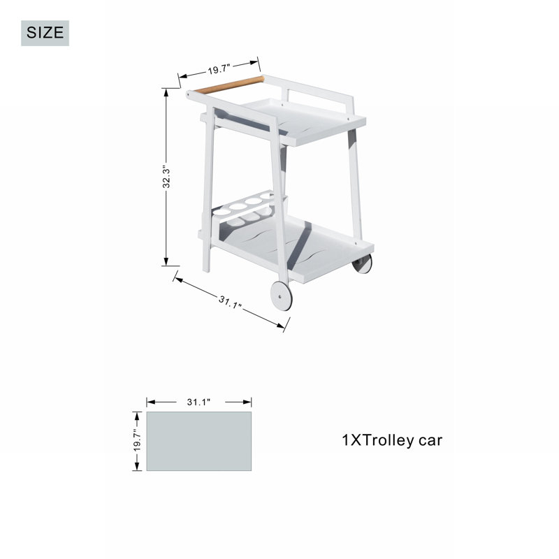 Chariot-bar Sandur avec matériau extérieur en métal