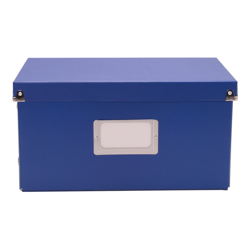 Classic Blue Sturdy Vinyl Record Storage Box with Chrome Snaps