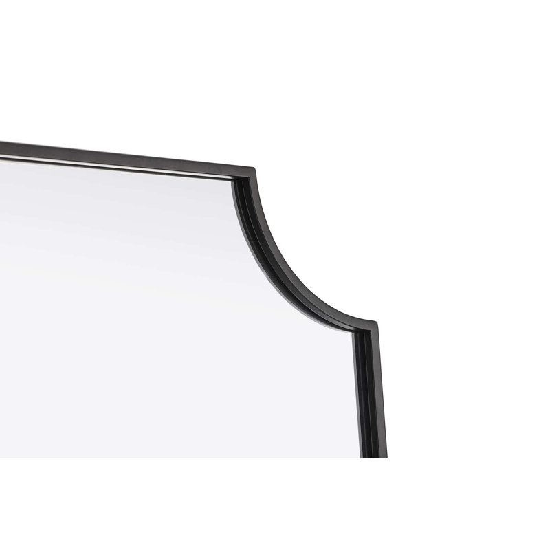 Notched Metal Mirror 24x42 inch in Black, Black, 42" x 24"