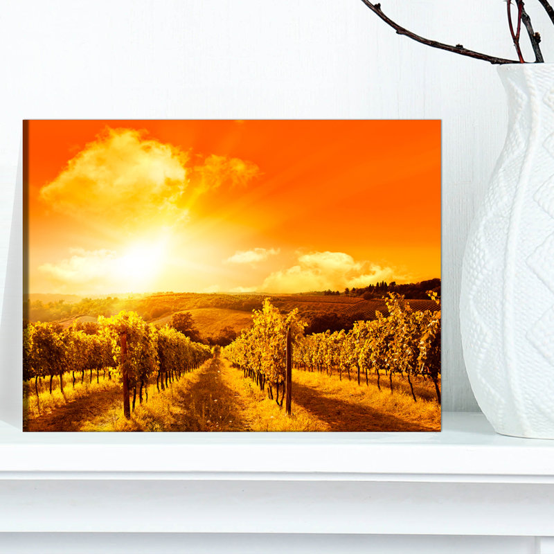 Scenic Sunset Road Orange Landscape Canvas Print