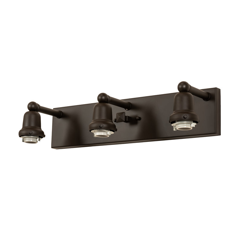 "T" Mission 3-Light Vanity Light, 10" H x 24" W x 8" D, Amber, Oil Rubbed Bronze