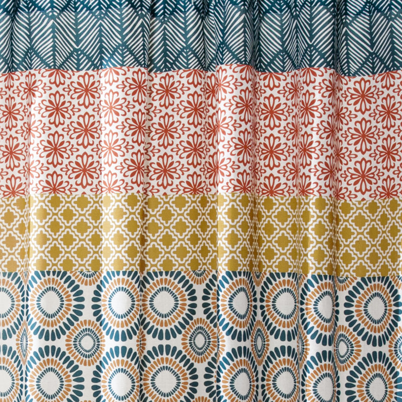 Bohemian Turquoise and Orange Polyester Light-Filtering Curtain Panels