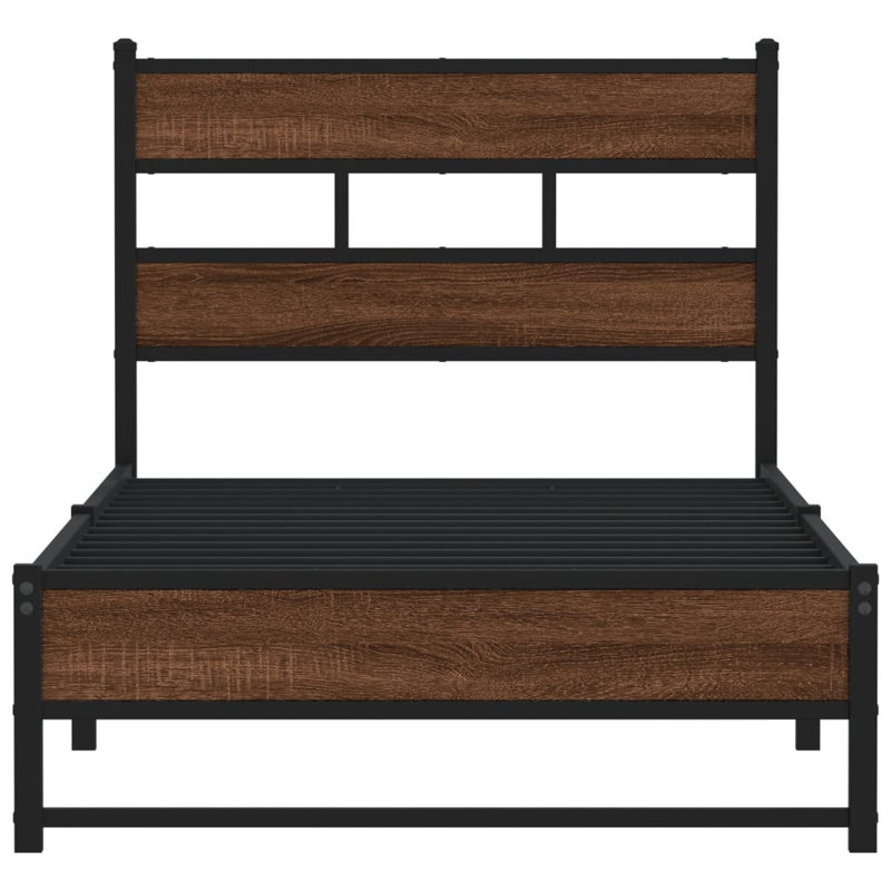 Borough Wharf Metal Bed Frame Without Mattress Brown Oak , 100 x 200 cm