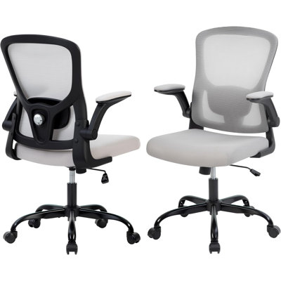 Mesh Desk Chair Reclining, Ergonomic Office Chair with Flip-Up Armrests, 360° Swivel Casters,Metal Base, for Conferences/Desk Work,Gaming by Inbox Zero