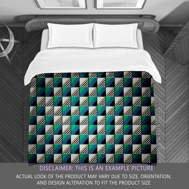 Polyester Comforter, King Comforter, Blue/Green Checkered