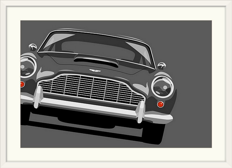«Aston Martin DB5» par Francy, impression, H 20 po x l 26 po x P 1 po, Cadre blanc