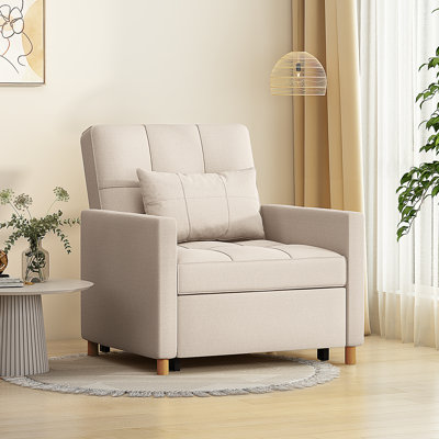 Upholstered Linen Convertible Chair