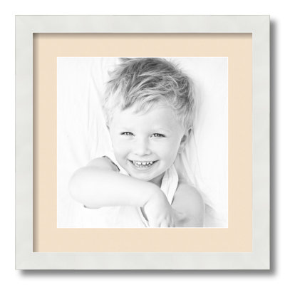 White Wood Matte Picture Frame with Mat
