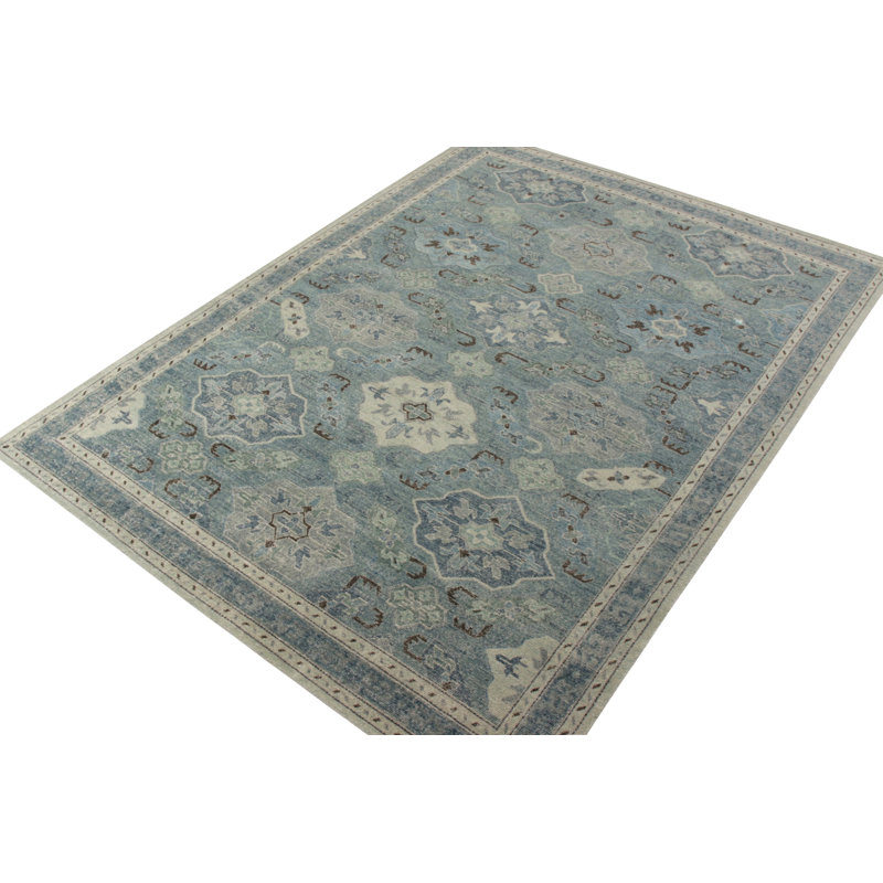 Distressed Homage Hand Knotted Wool Geometric Area Rug, Rectangle 15' x 24'