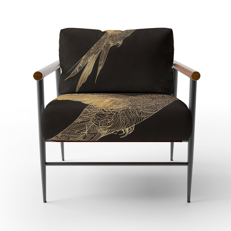 Chaise rembourrée Hummingbird - Chaise d'appoint Mystical Hummingbird, Bras ronds bruns
