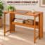 40-Inch Bamboo Folding Desk with Storage Shelf for Small Spaces, Brown
