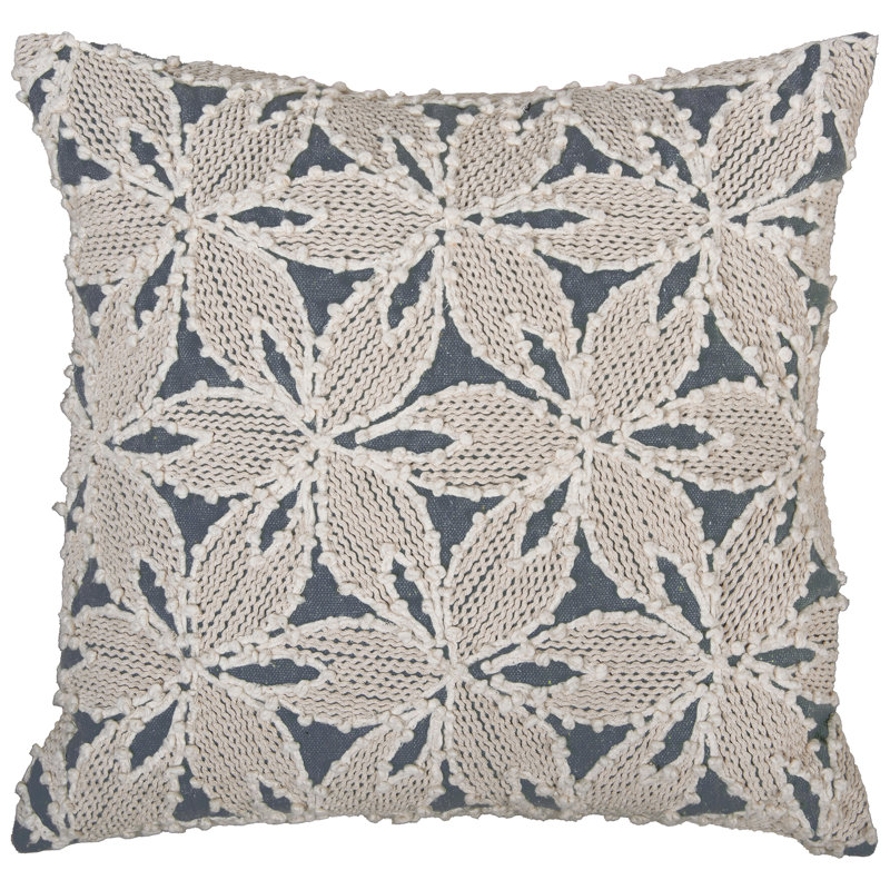 Recycled Cotton Canvas Throw Pillow, Down Alternative, Blue/Natural