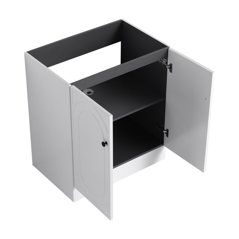 Meuble-lavabo autoportant de 30 po et 2 portes d'armoire à fermeture en douceur - sans le lavabo, Blanc