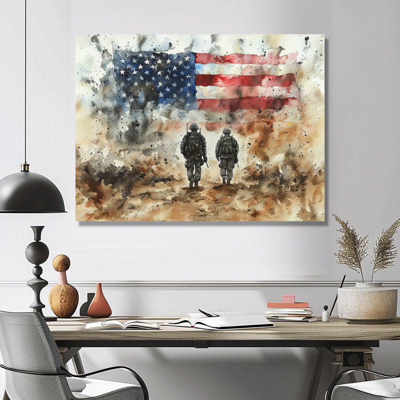 Drapeau du Golfe de la guerre du Golfe des États-Unis - impression d'art moderne sur métal, patriotiste américain