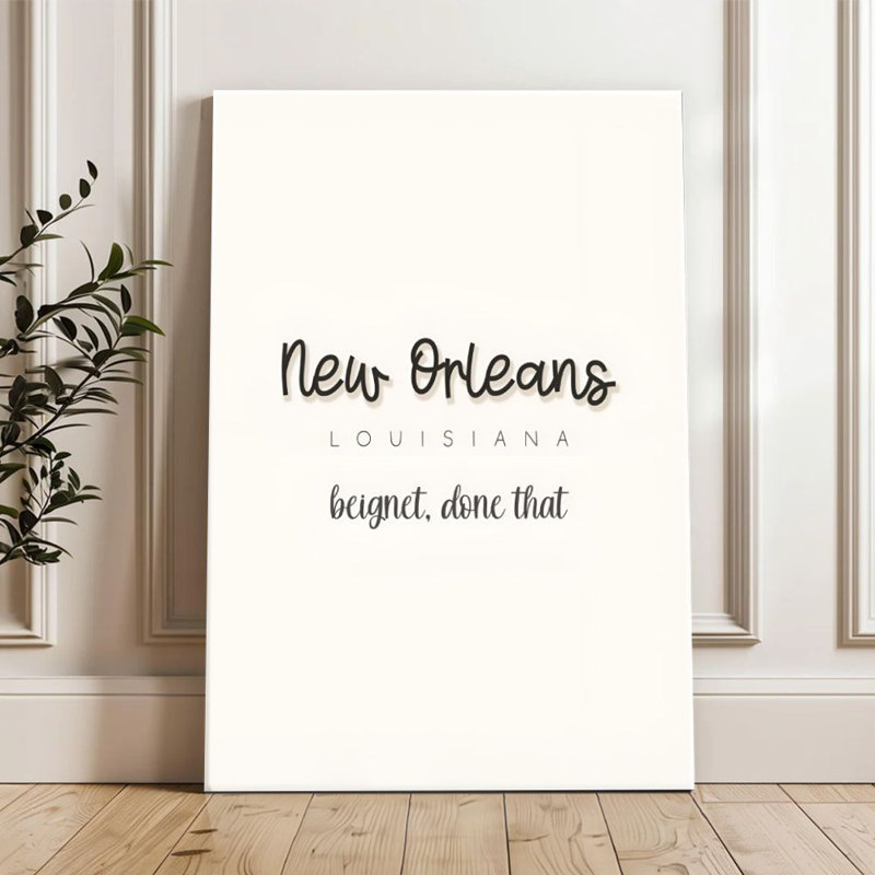 «New Orleans», Beignet, art mural sur toile tendue à la main, H 24 po x l 36 po prêt à être accroché