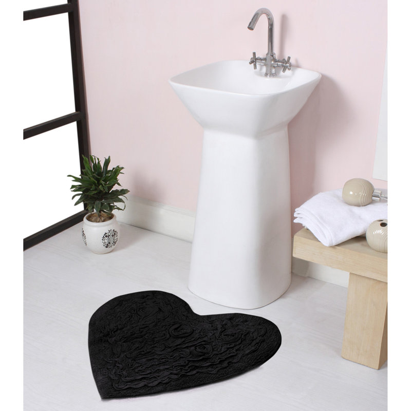 Tapis de salle de bain, L 25 po x L 25 po, Noir, noir, noir, noir