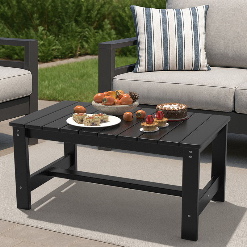 Table d'appoint de patio en PEHD noir