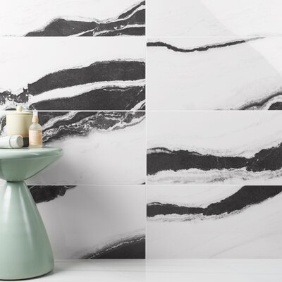 Magnus 11.81 in. x 23.62 in. Polished Porcelain Marble Look Floor and Wall Tile (11.62 Sq. Ft./Case) -  Bond Tile, EXT3RD107332