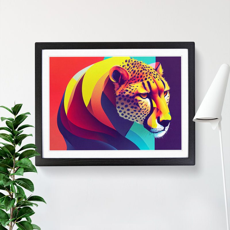 Cheetah - Framed Print, Black Framed, 46cm H x 64cm W