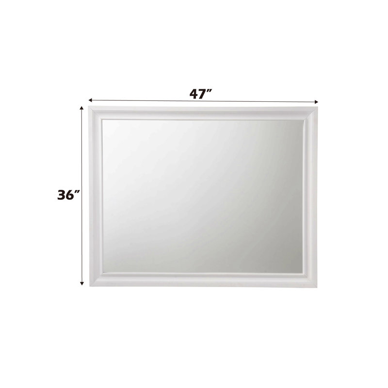 Miroir à finition blanche pour la maison, Blanc, Rectangulaire, 36 po x 47 po