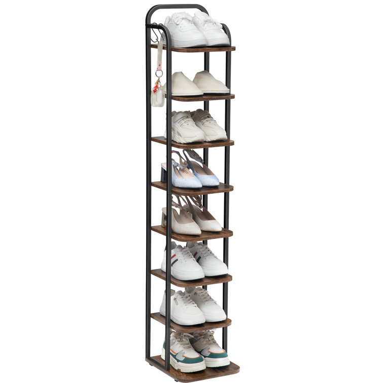 Vertical Shoe Rack, 8 Tier Narrow Shoe Shelves, Shoe Organizer, Free Standing, Adjustable 17 Stories