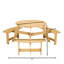 Table de pique-nique extérieure pour 6 personnes avec 3 bancs intégrés et trou pour parasol - Idéale pour jardin, cour ou terrasse - Résistante aux intempéries - Bois naturel robuste - Trou pour plus de détente