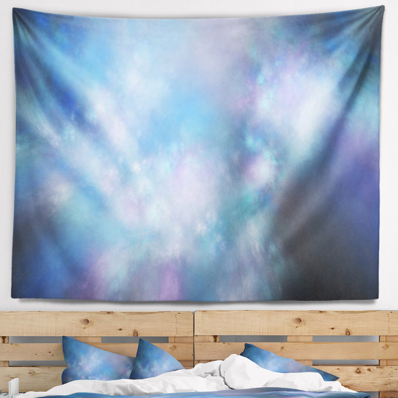 Tapisserie abstraite bleu ciel étoilé parfait, H 68 po x l 80 po