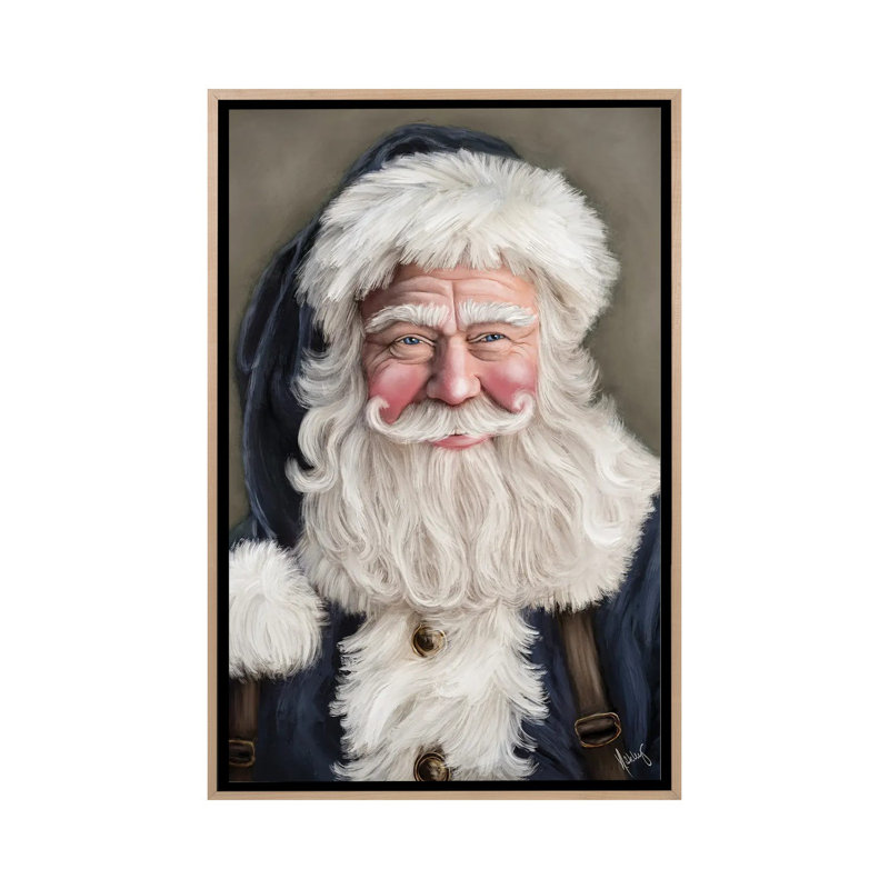 «Blue Santa II», reproduction d'art sur toile encadrée, H 26 po x l 18 po, Cadre flottant sans passe-partout, Beige