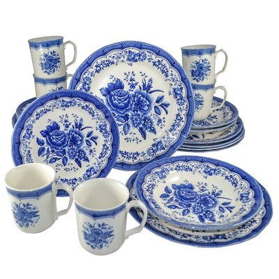 Tudor England VICTORIA BLUE 24 PCS DINNER SET MAIL ORDER BOX