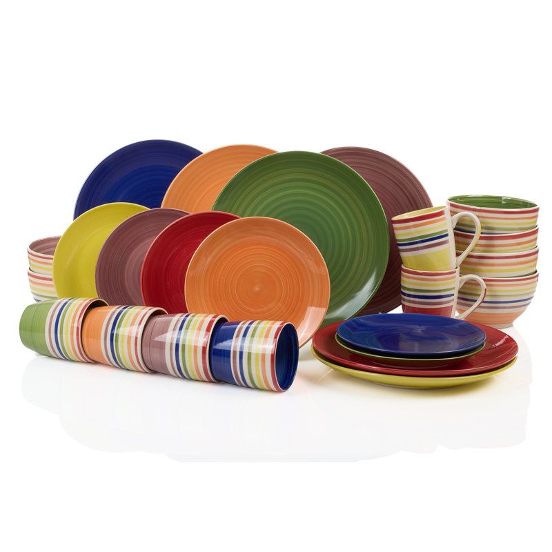 Waterside 24pc Rainbow Spinwash Dinner Set