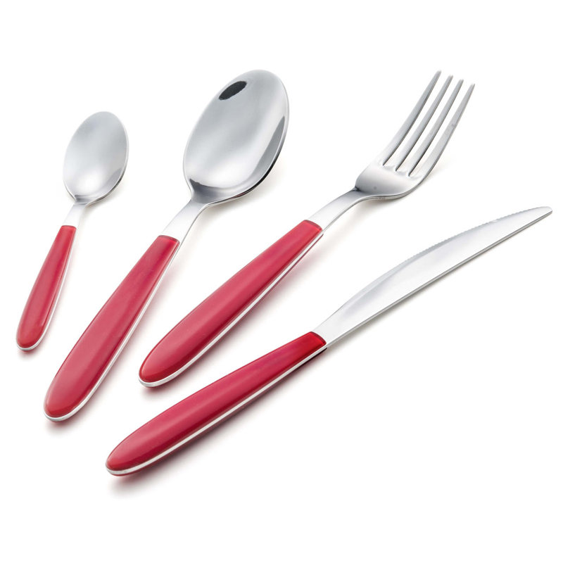 Ensemble de couverts Ivy Bronx Marjori en acier inoxydable - Service pour 6, Rouge