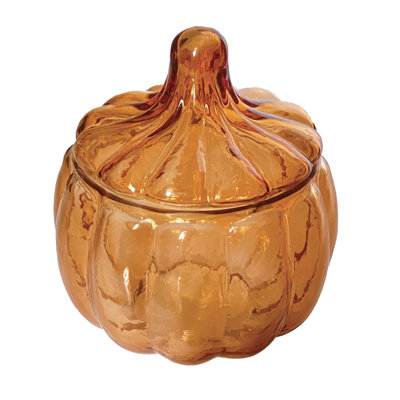 Pot en forme de citrouille en verre fait à la main avec couvercle
