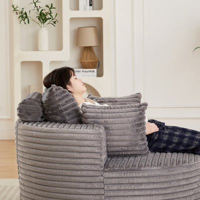 Canapé simple en velours côtelé de 50 po d'épaisseur, aucun assemblage requis, fauteuil-lit moderne moelleux pour le salon, la chambre à coucher, le salon et la salle de projection (pas une chaise pivotante)