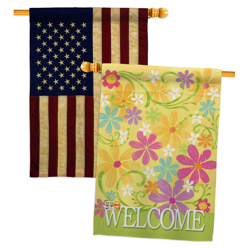 Drapeau de maison 40 po x 28 po Daisy Garden