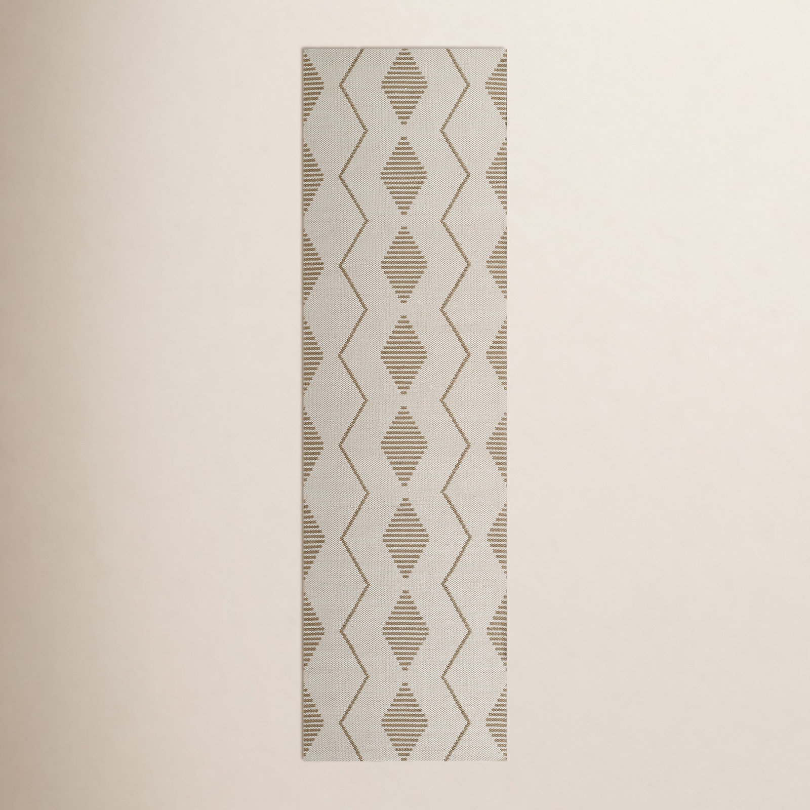 Malmo Beige Hand-Woven Geometric Outdoor Rug, Runner 2'3" x 8'