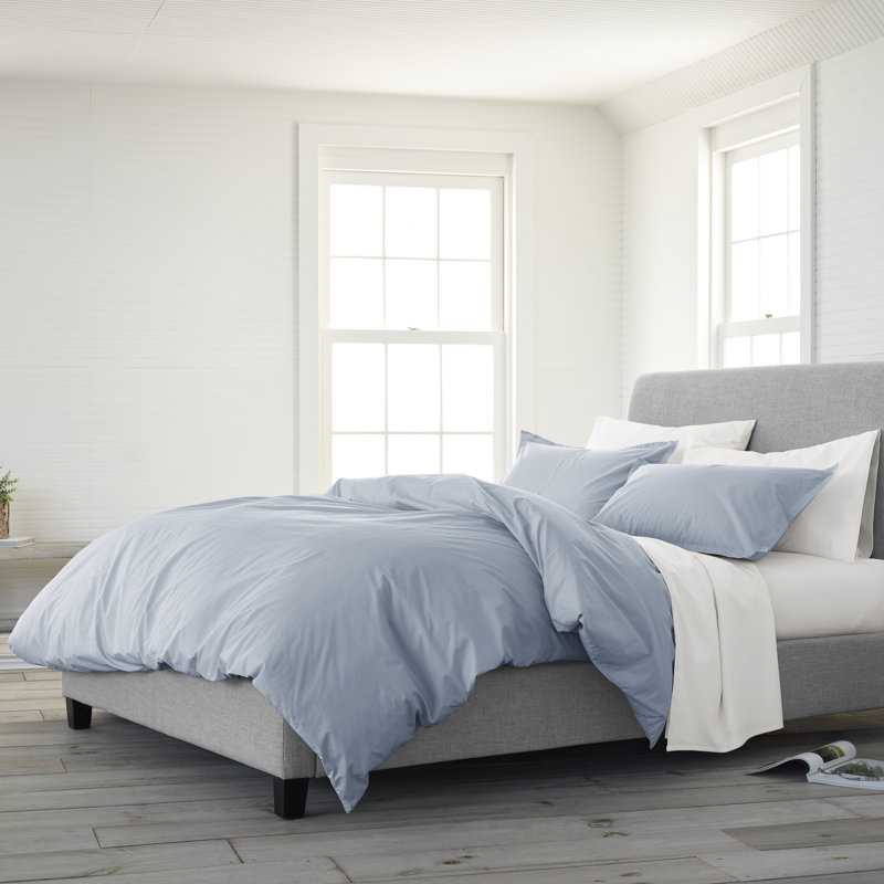Clean Design Home T300 Percale Duvet Set, Twin XL Duvet Cover + 1 Standard Sham, Light Blue