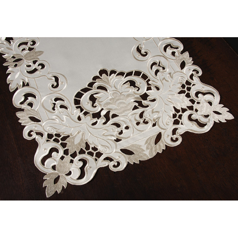 Anayeli Embroidered Cutwork Table Runner, Ivory, 70" x 15"