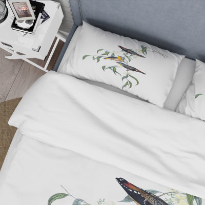 Vintage Bird Life III - Traditional Duvet Cover Set - Microfiber Polyester