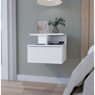 Table de chevet Feola, table de chevet flottante, table de chevet en bois, petite table de chevet