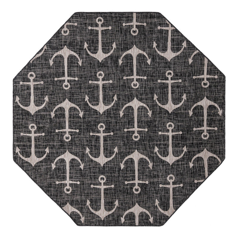 Tapis gris anthracite intérieur / extérieur Glidden, Octogone 7 pi 10 po x 7 pi 10 po