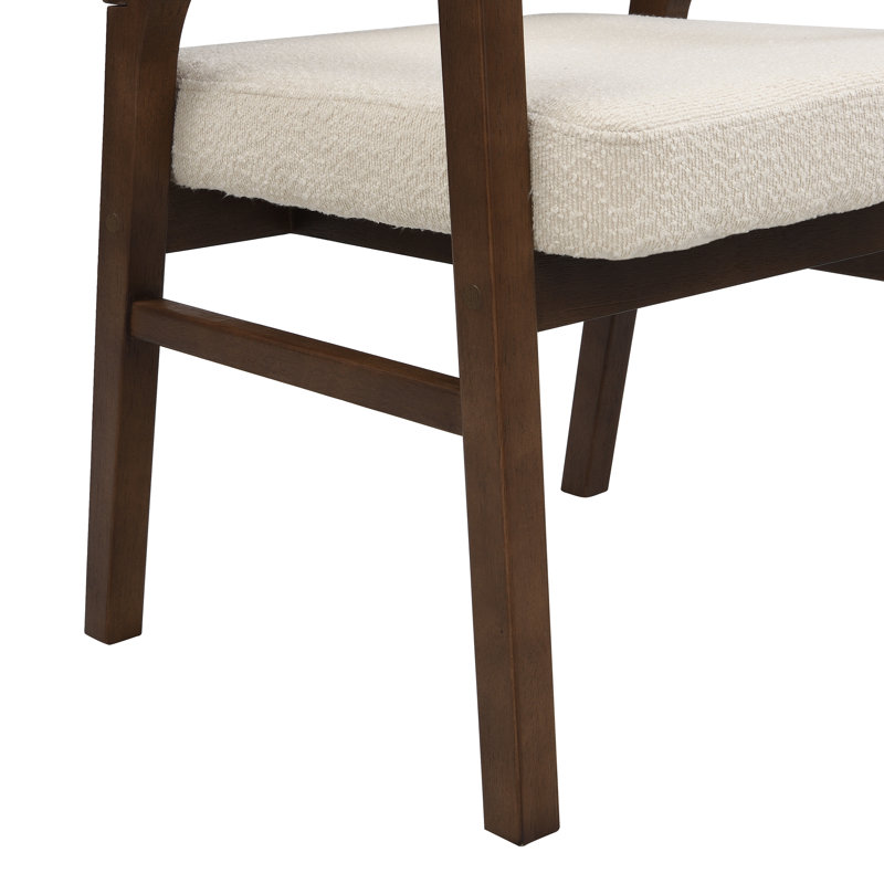 Chaise rembourrée Meika, Coussin beige / structure en noyer