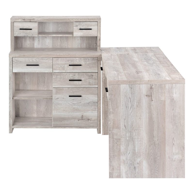 Aschley Computer Desk Home Office Corner Storage Drawers L Shape Work Laptop Laminate, Taupe Beige