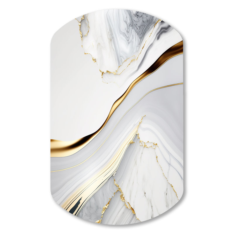 Sofyan Abstract Geode Waves Grey IV - Abstract Asymmetrical Metal Wall Decor, Grey Cylinder Metal Art Print