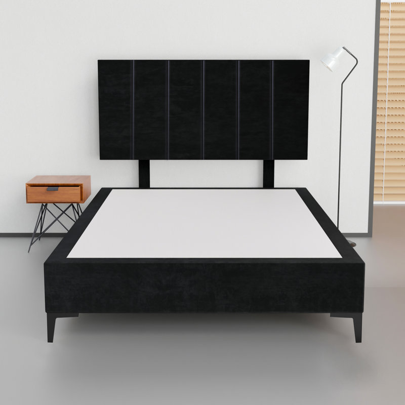 15 Premium Velvet Wood Box Spring/Bed Frame With Headboard, Durable & Stylish Black Metal Legs, Multi Color Options, Twin XL
