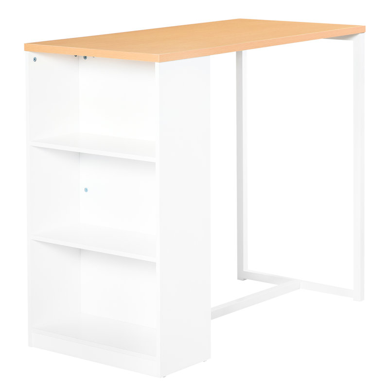 Table à hauteur de comptoir avec 3 tablettes de rangement, blanc, pour le salon et la salle à manger