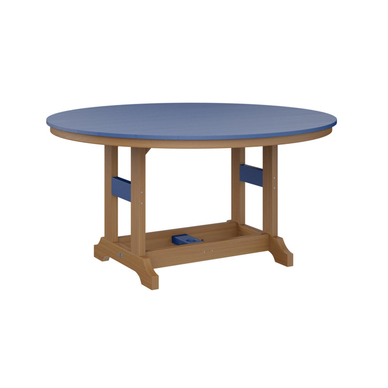 Table de bar ronde Berlin Classic, Acajou antique, Bleu pacifique