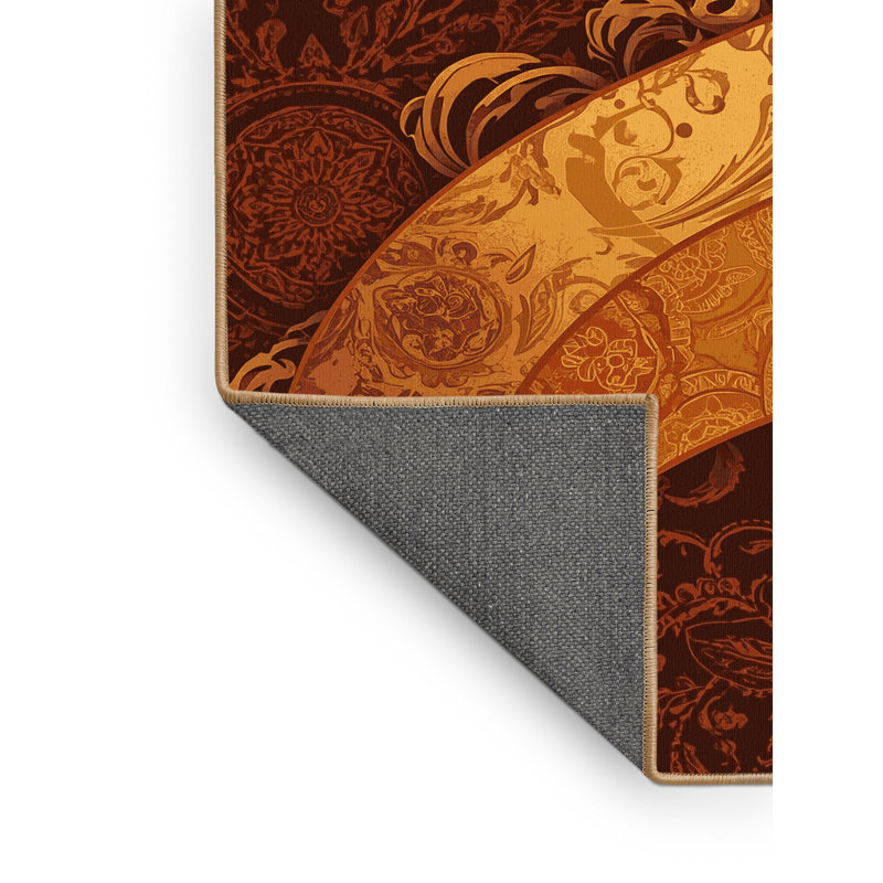 Tapis oriental moelleux et moelleux de style oriental pudding de Noël brun clair - Reliure brun clair, 7 x 9